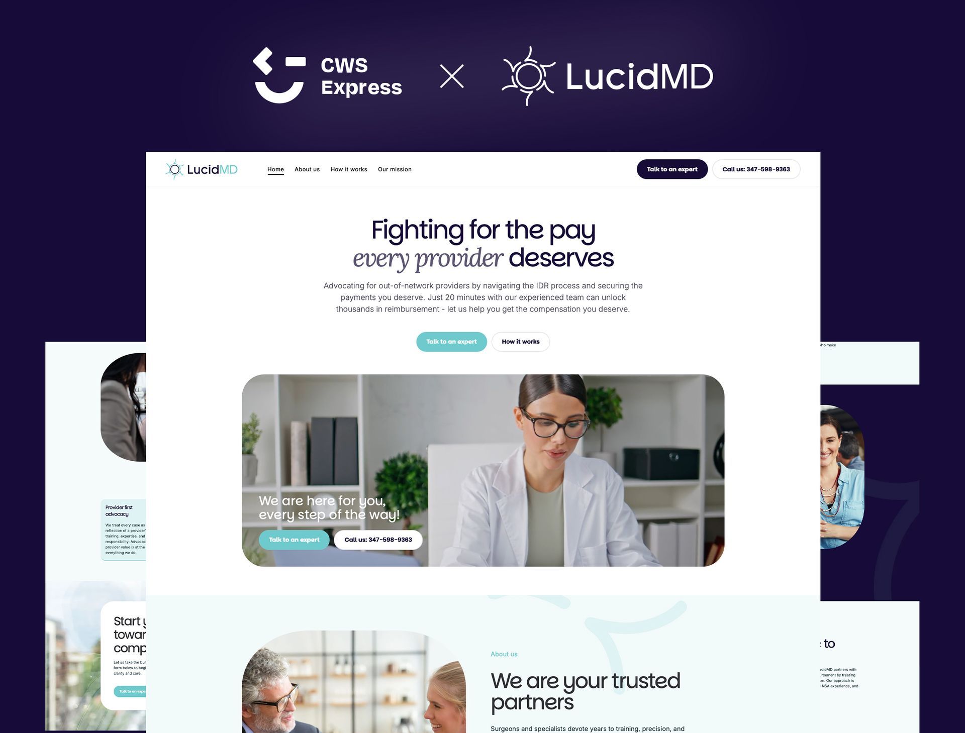 LucidMD website mockup